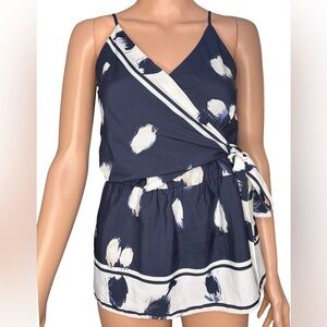 Banana Republic Navy White Wrap Blouse NWT Small